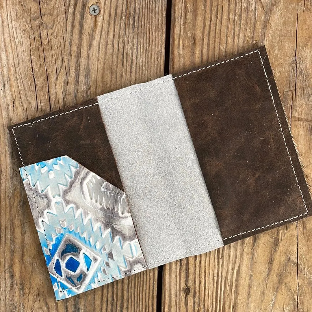 075 Passport Cover - Black & White w/ Rocky Mountain Aztec