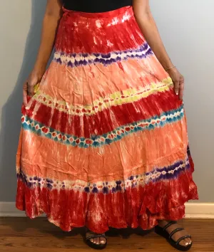 100% Fine Rayon Wrap Skirt ! Tie-Dye Print ! One Size Fits Most !