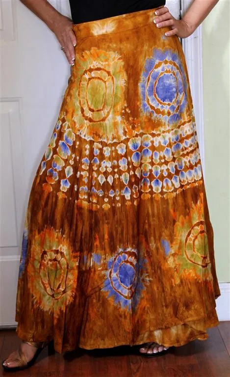 100% Fine Rayon Wrap Skirt ! Tie-Dye Print ! One Size Fits Most !