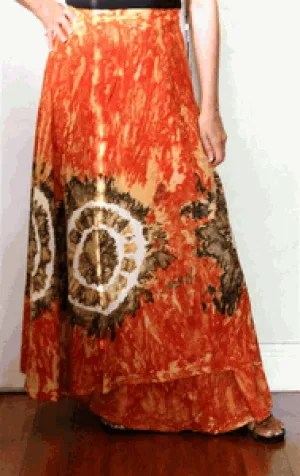 100% Fine Rayon Wrap Skirt ! Tie-Dye Print ! One Size Fits Most !