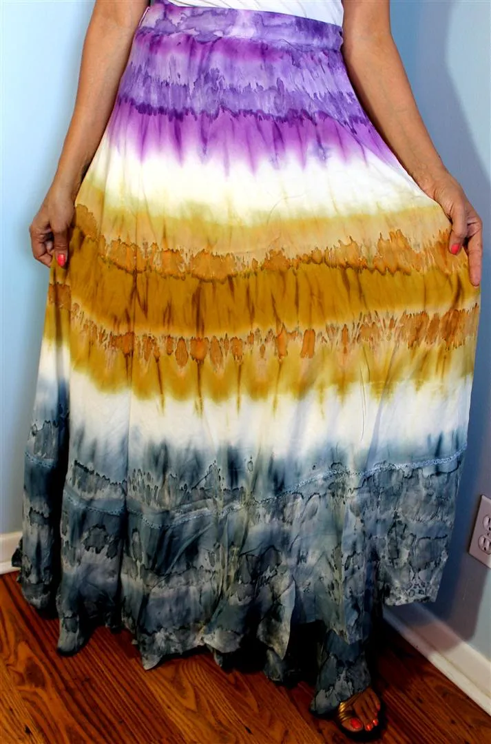 100% Fine Rayon Wrap Skirt ! Tie-Dye Print ! One Size Fits Most !
