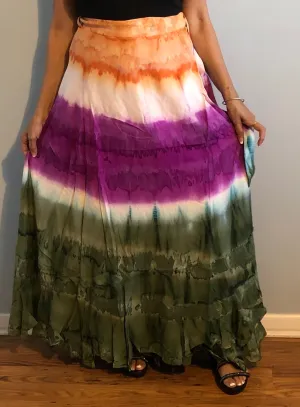 100% Fine Rayon Wrap Skirt ! Tie-Dye Print ! One Size Fits Most !