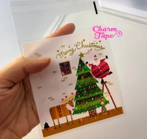 25/50 bags Santa Festive Bags // Cello Bags // Poly Bags // Self Sealing bags // Party Thank You Bags Set CB80