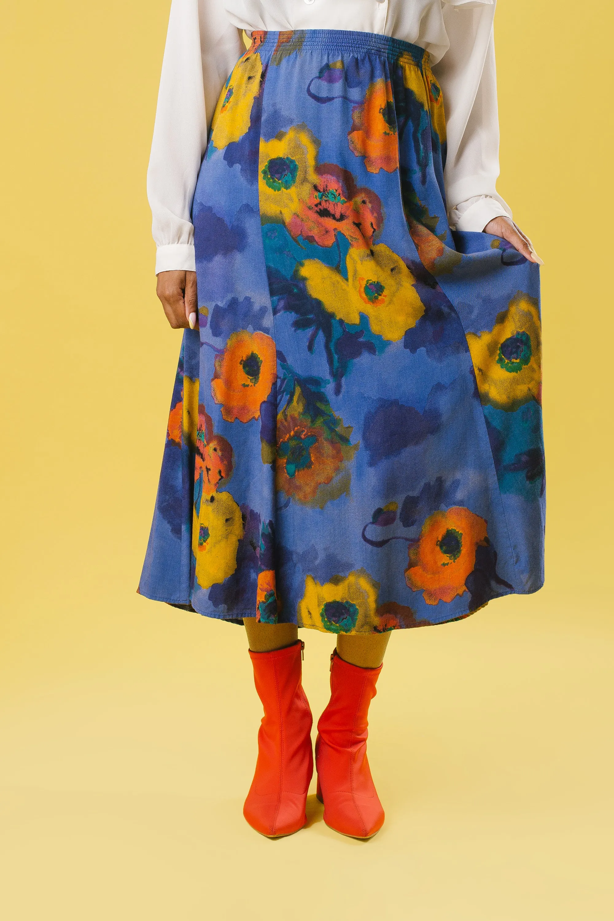 90's Floral Highwaist Skirt | 1X
