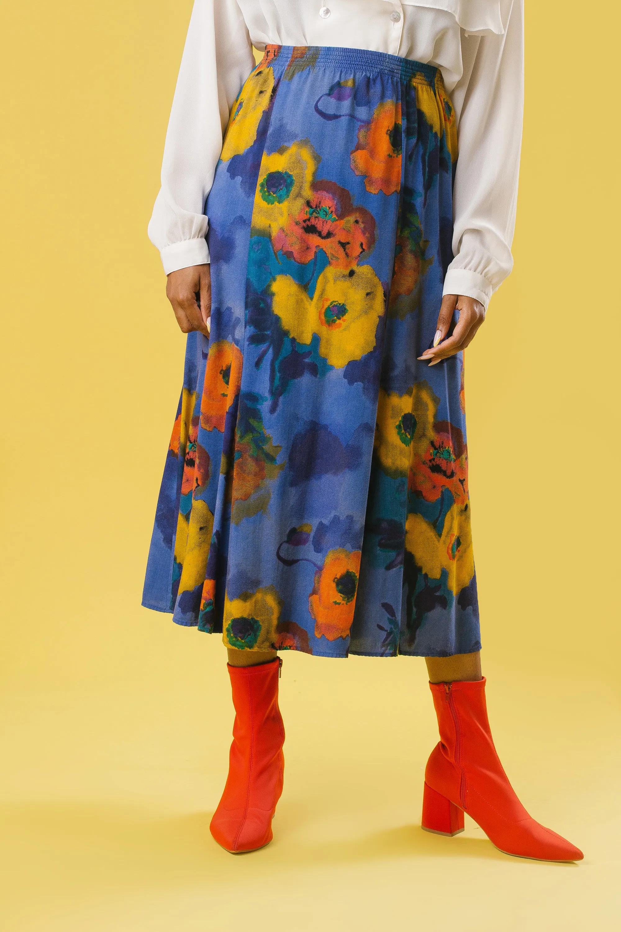 90's Floral Highwaist Skirt | 1X