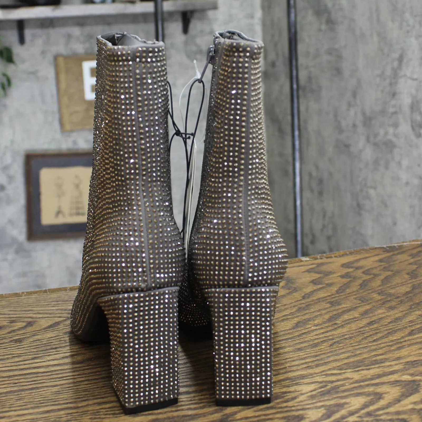 A New Day Womens Cassidy Rhinestone Ankle Boots 91636630 Silver Gray 9.5M