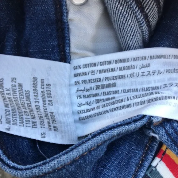 A&amp;F Simone High Rise Ankle Jeans With Multicolor Stripe-distressed Hem Sz 28