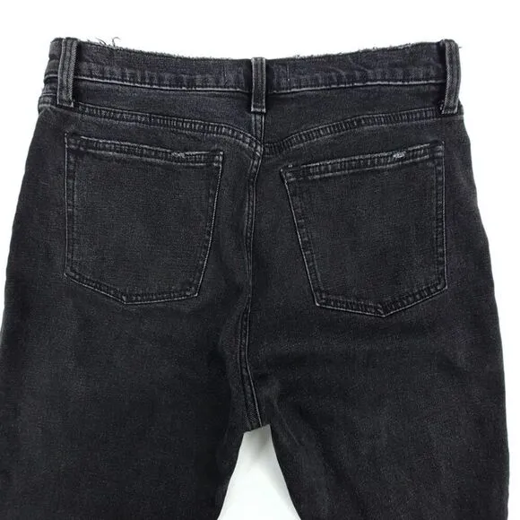 ABERCROMBIE High Rise Skinny Raw Hem Distressed Ankle Crop Jeans Black 29 Short