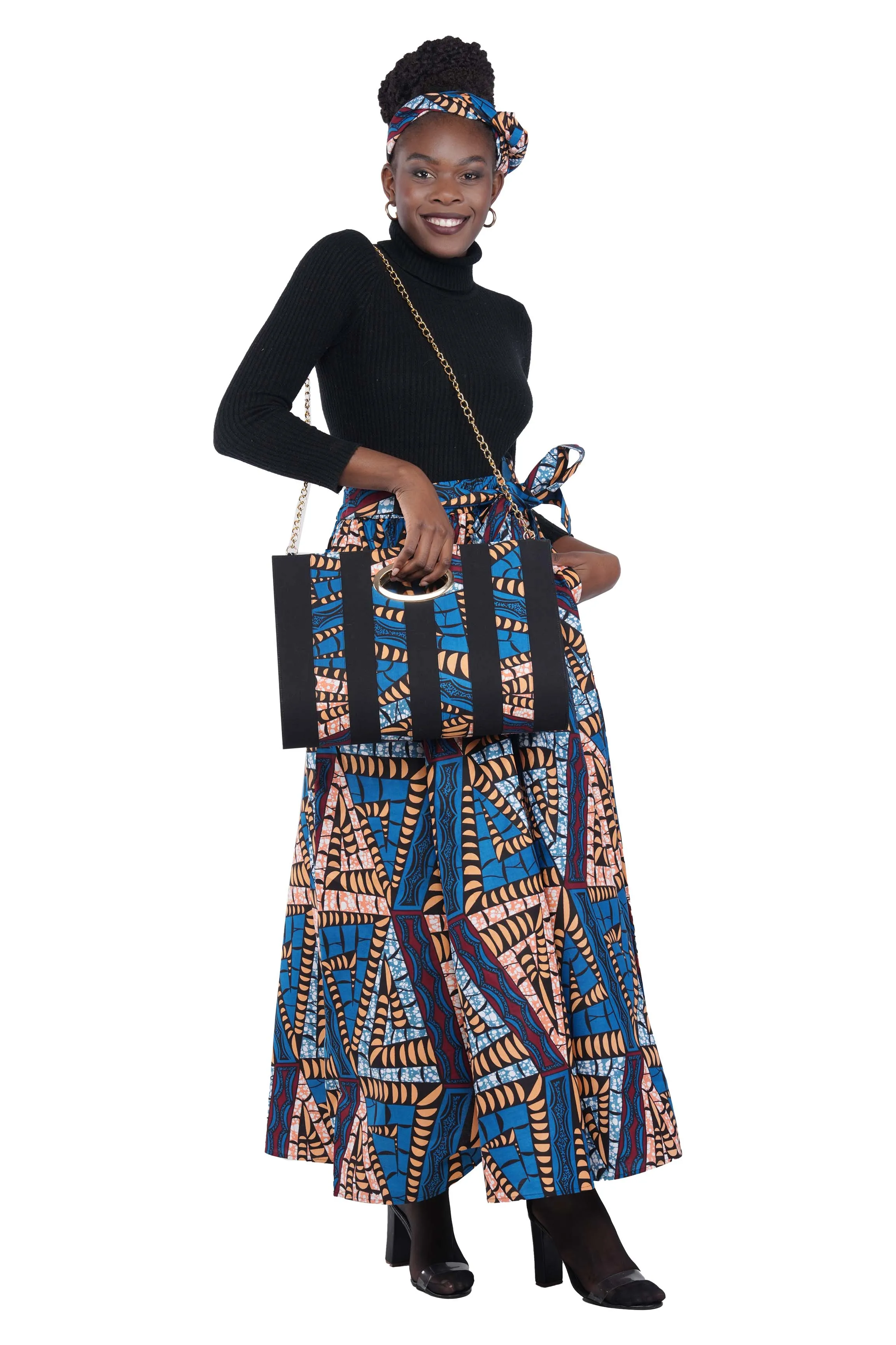 African Long Maxi Skirt With Handbag