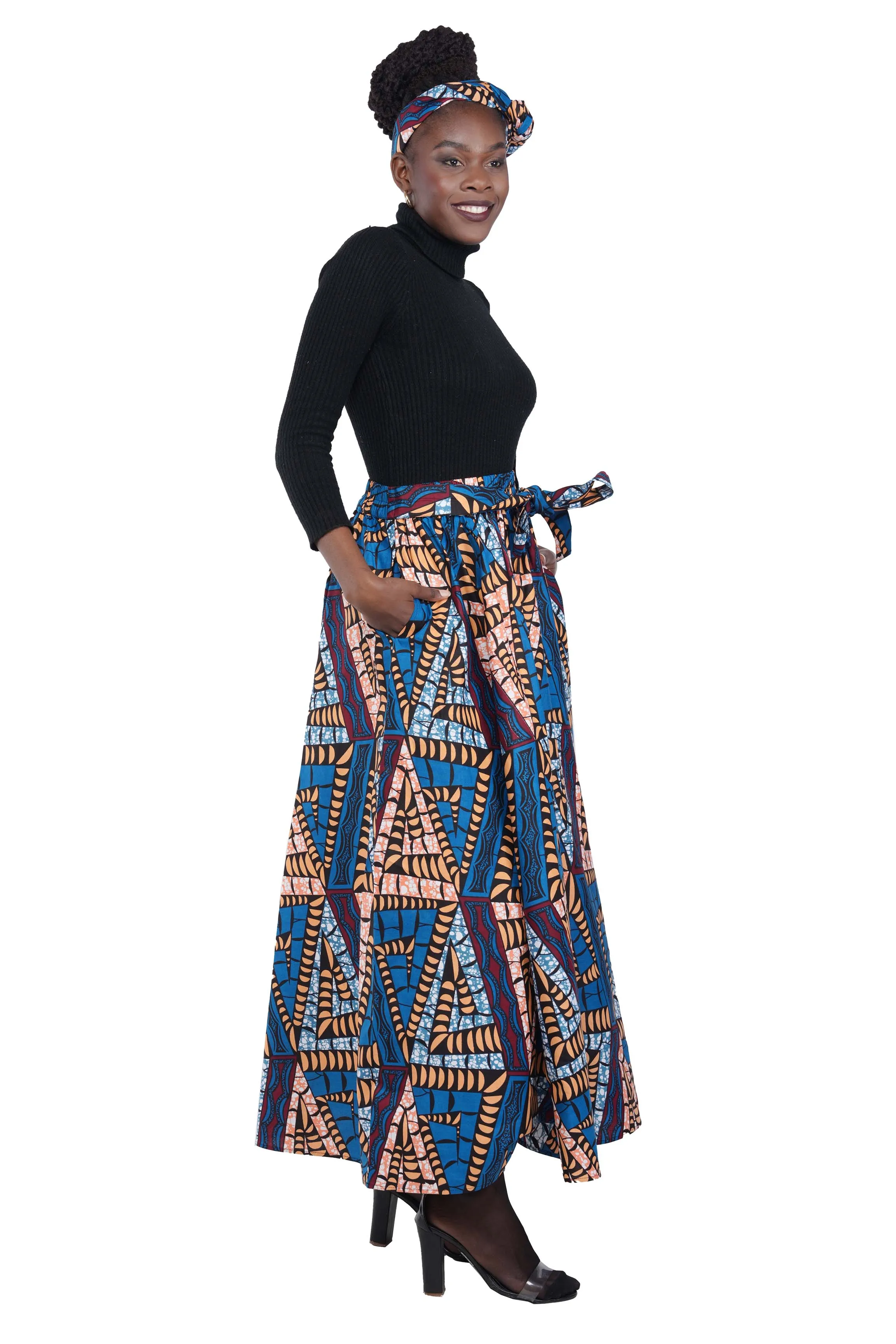 African Long Maxi Skirt With Handbag