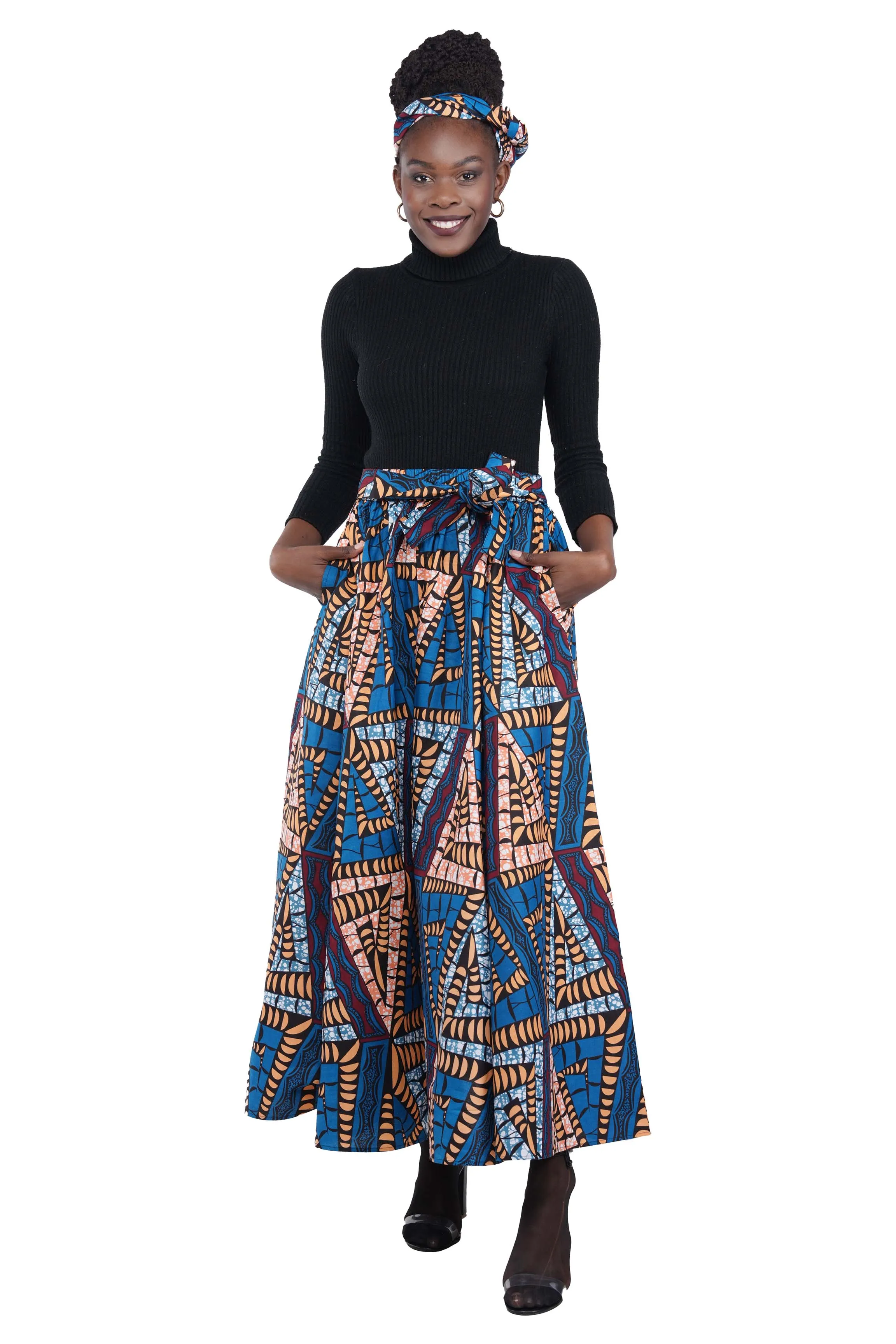 African Long Maxi Skirt With Handbag