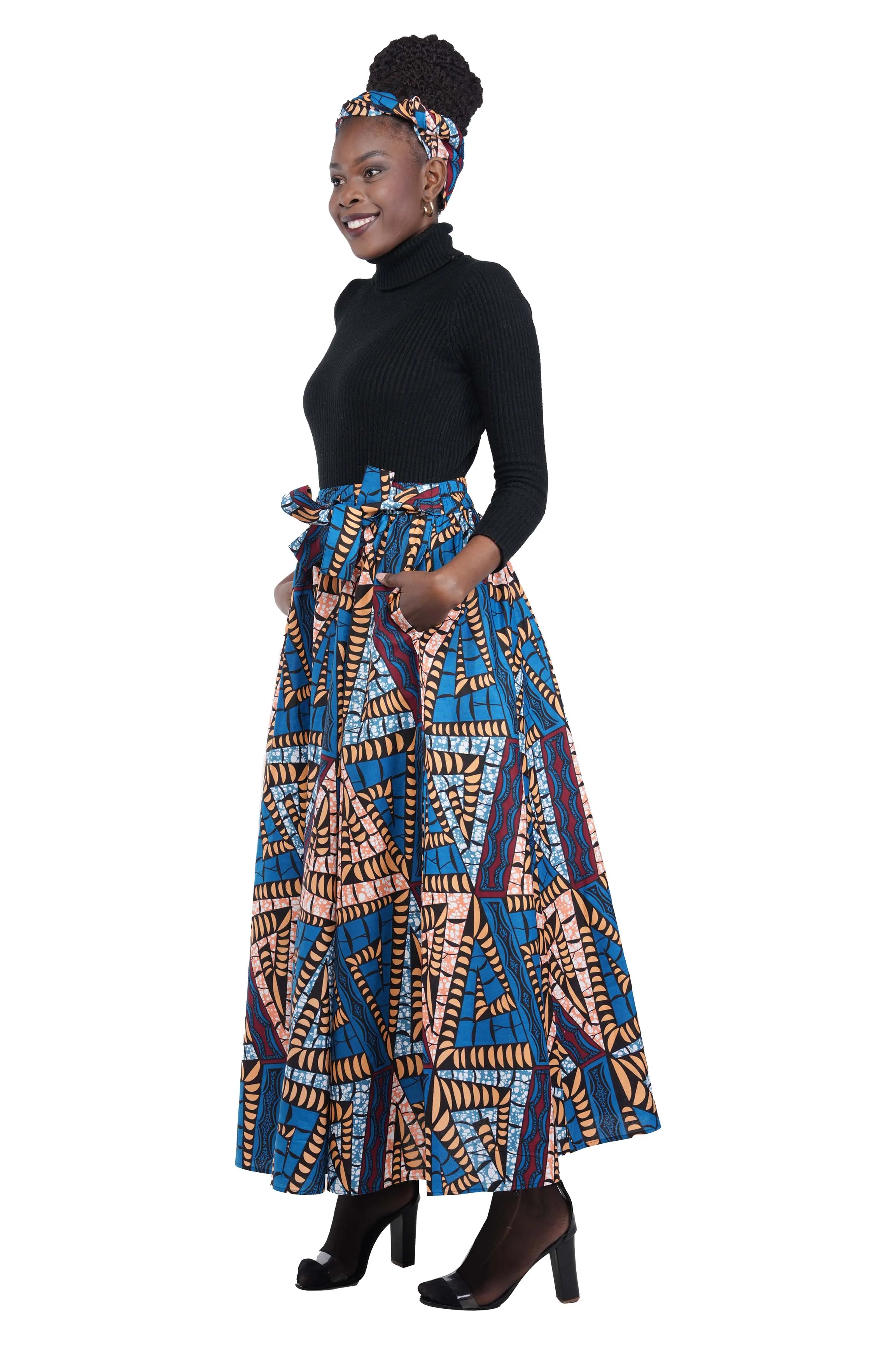 African Long Maxi Skirt With Handbag