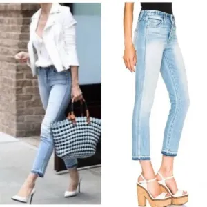 AMO Babe Sweet Cheeks Raw Hem Ankle Jeans Light Wash {OO3}