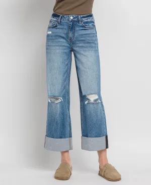 ANDY DOUBLE CUFFED BAGGY WIDE JEANS