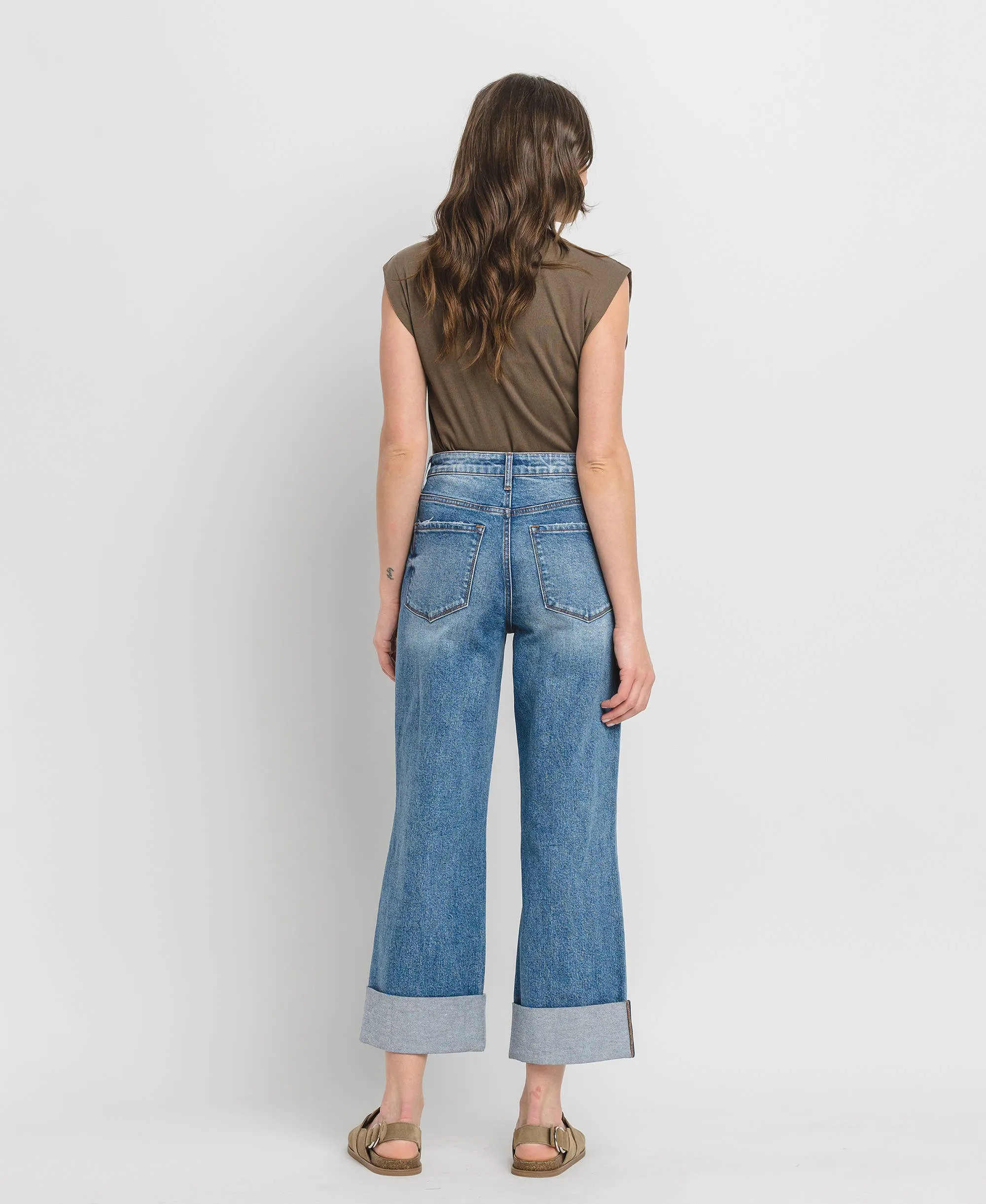 ANDY DOUBLE CUFFED BAGGY WIDE JEANS