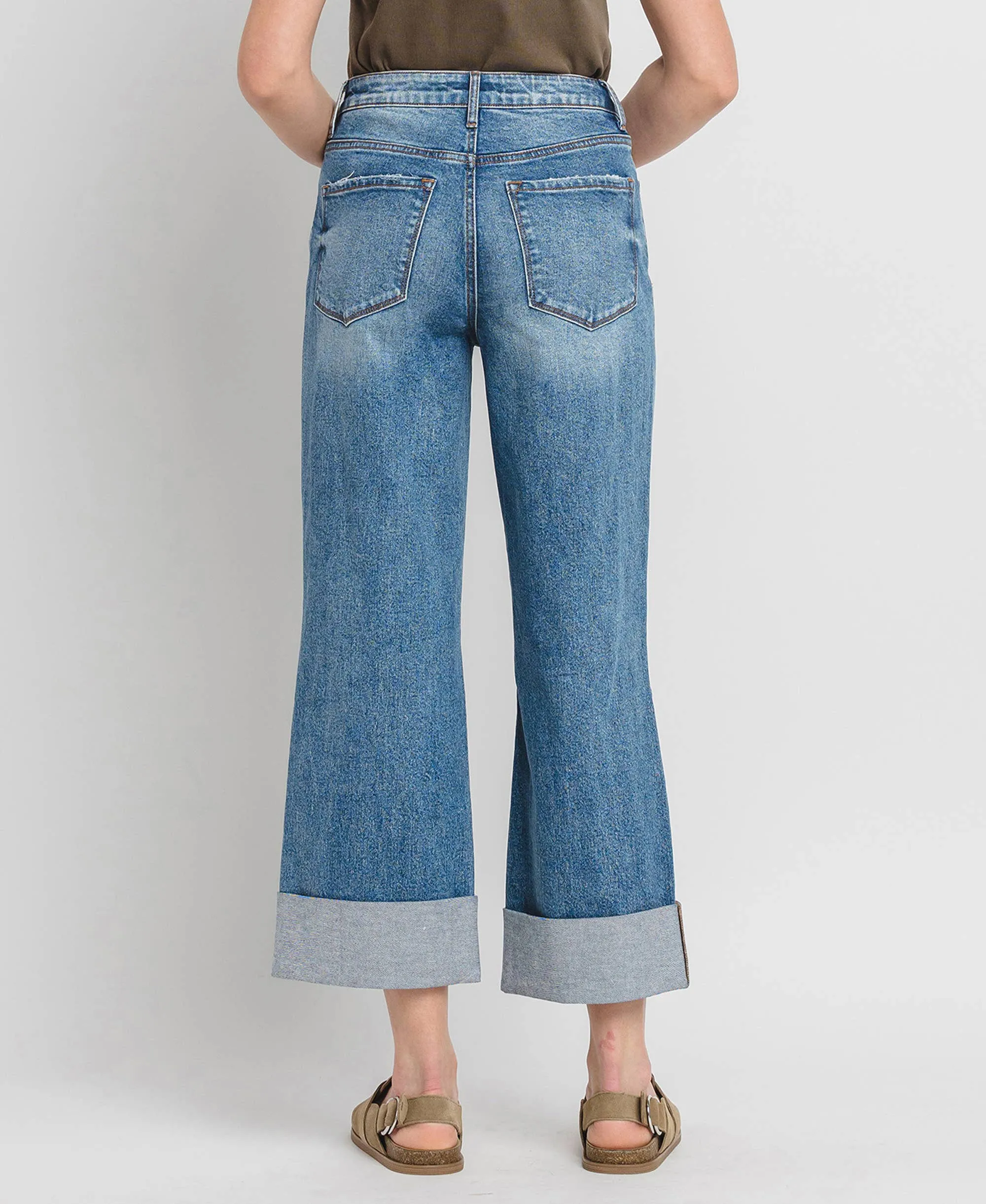 ANDY DOUBLE CUFFED BAGGY WIDE JEANS