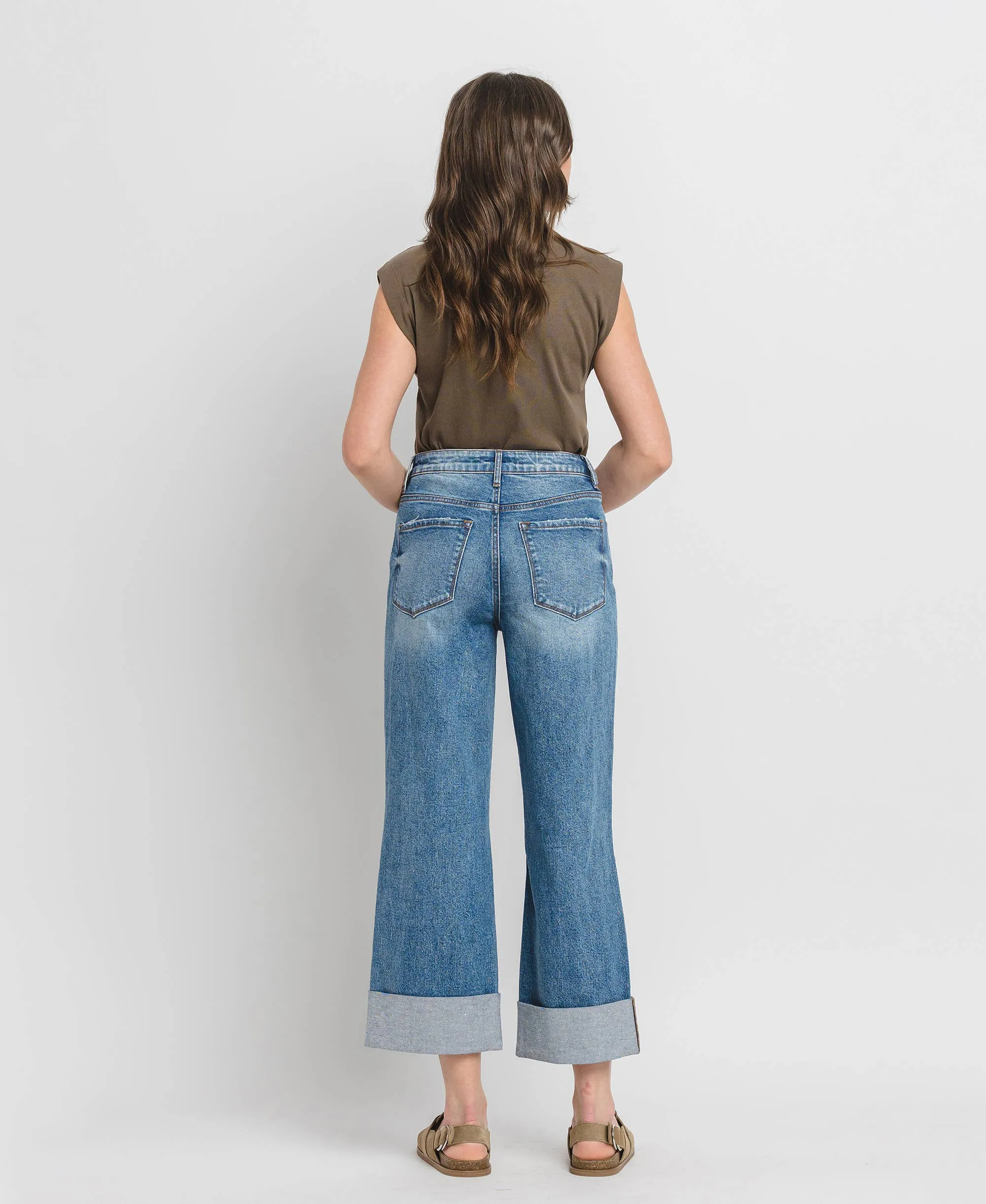 ANDY DOUBLE CUFFED BAGGY WIDE JEANS