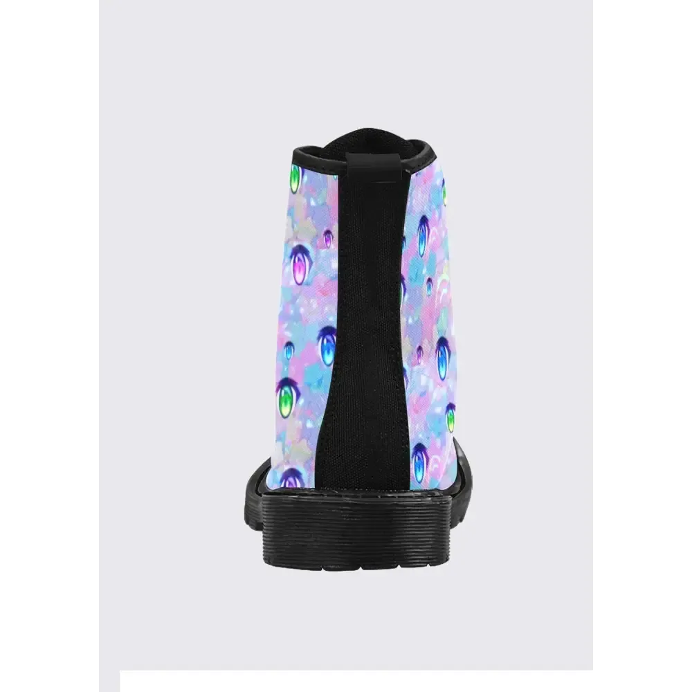 Anime Eye Combat Boots Inspired by Y2K Dreamcore Aesthetic