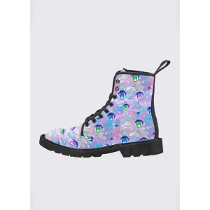 Anime Eye Combat Boots Inspired by Y2K Dreamcore Aesthetic