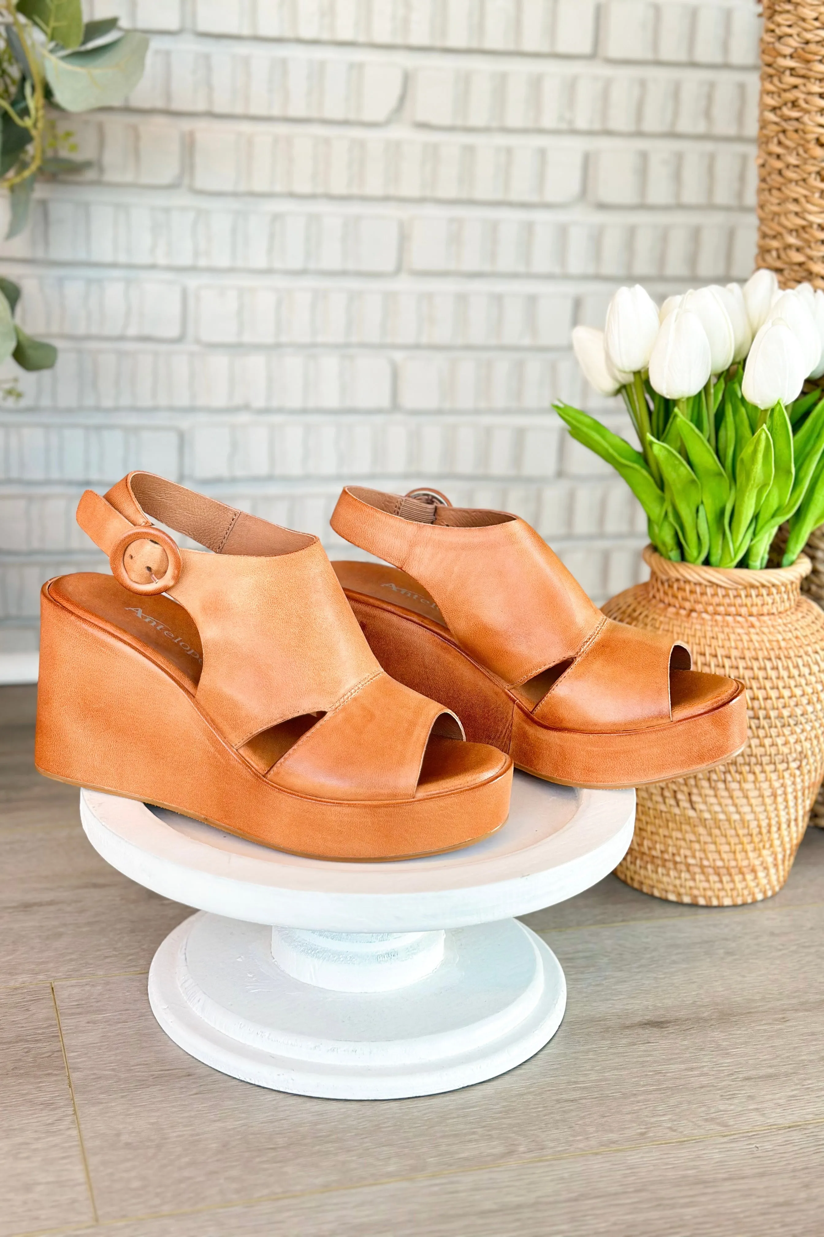 Antelope Ramira Taupe Leather Platform Wedge