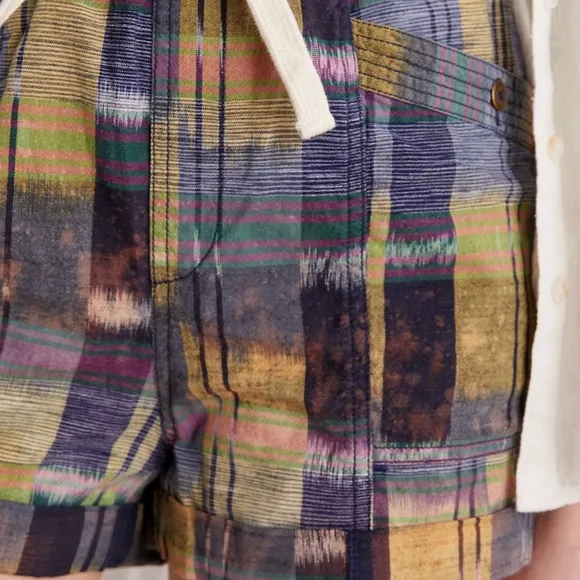 ANTHROPOLOGIE PILCRO HEIRLOOM TIE-DYE PLAID SHORTS