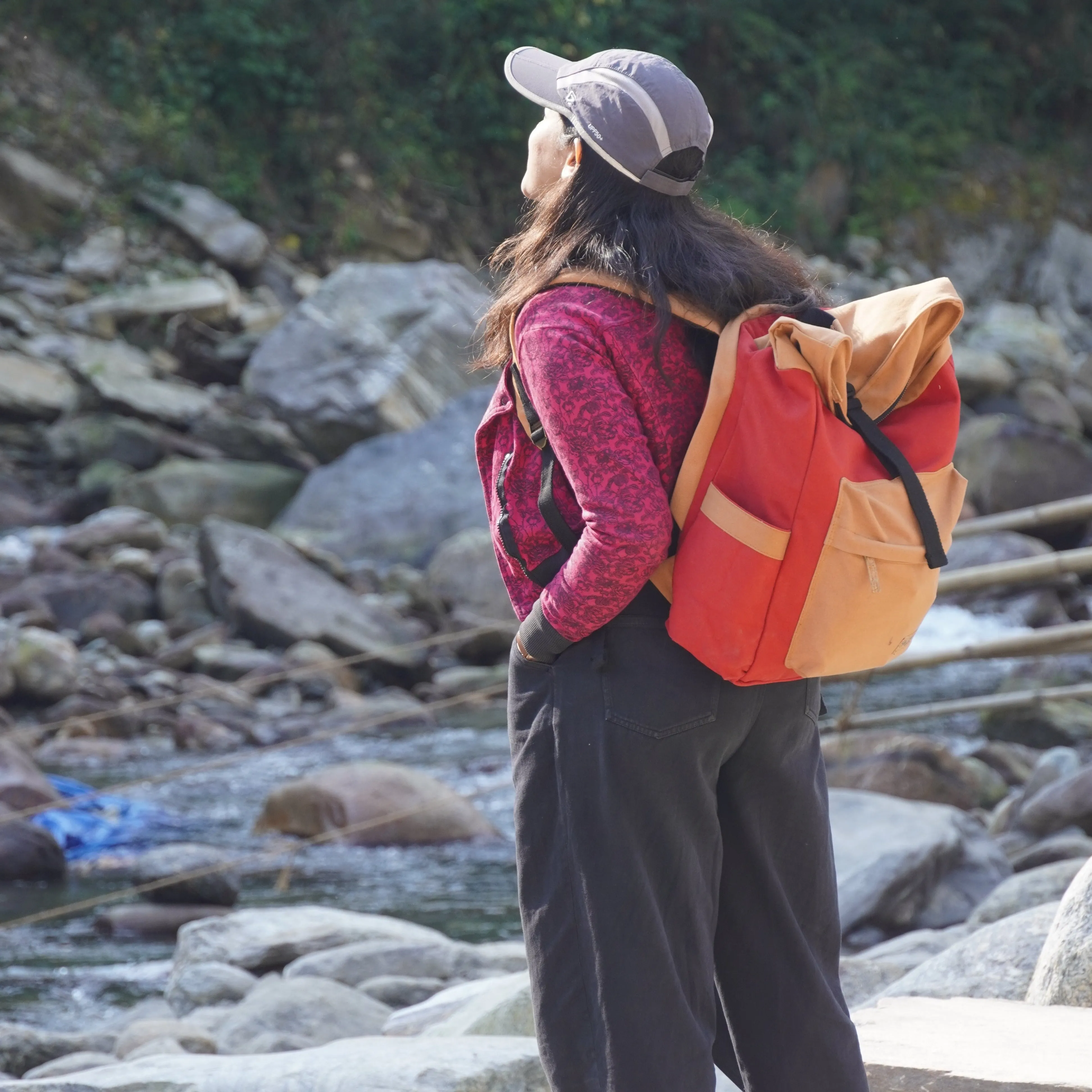 Armadillo Backpack - Fiery Red - Water Resistant Canvas Flap-top Travel Backpack