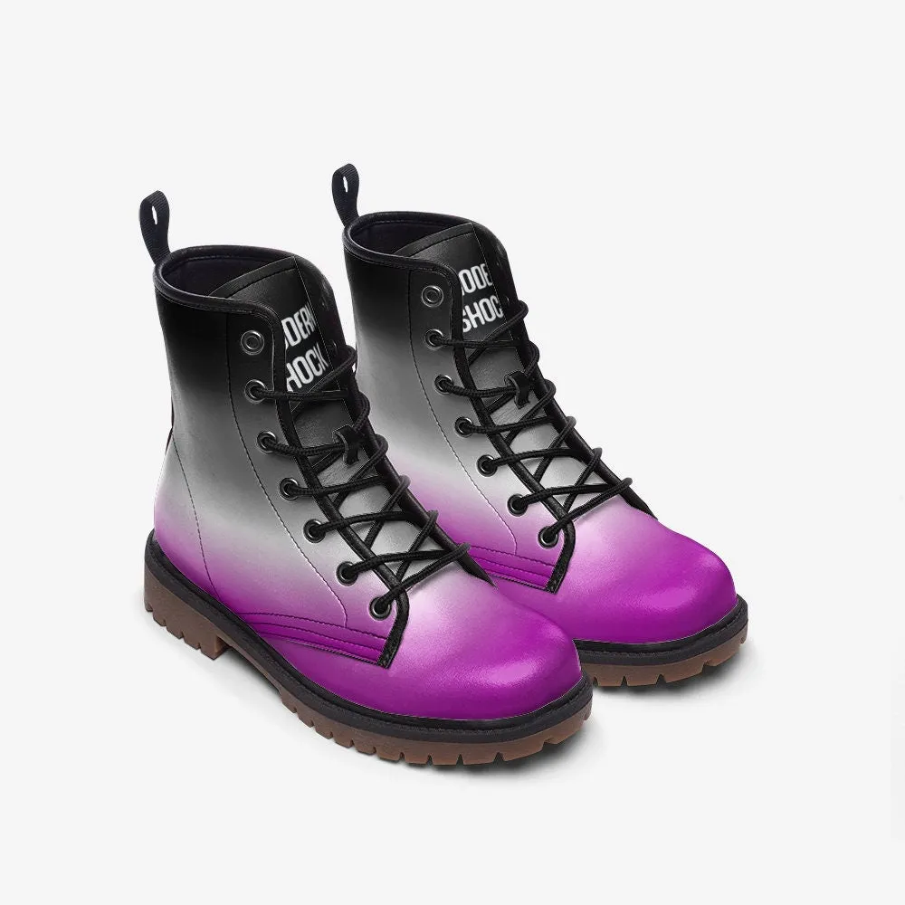 Asexual Flag LGHTQ  Vegan Leather Unisex Boots