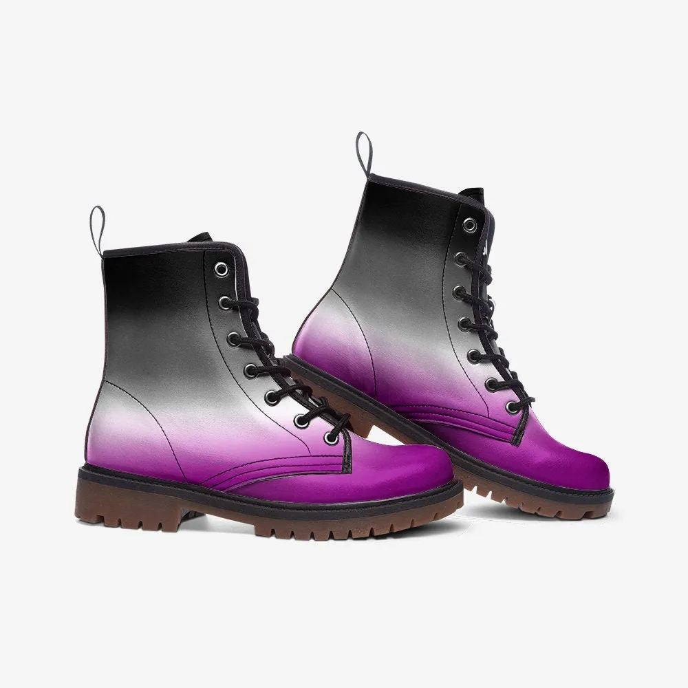 Asexual Flag LGHTQ  Vegan Leather Unisex Boots