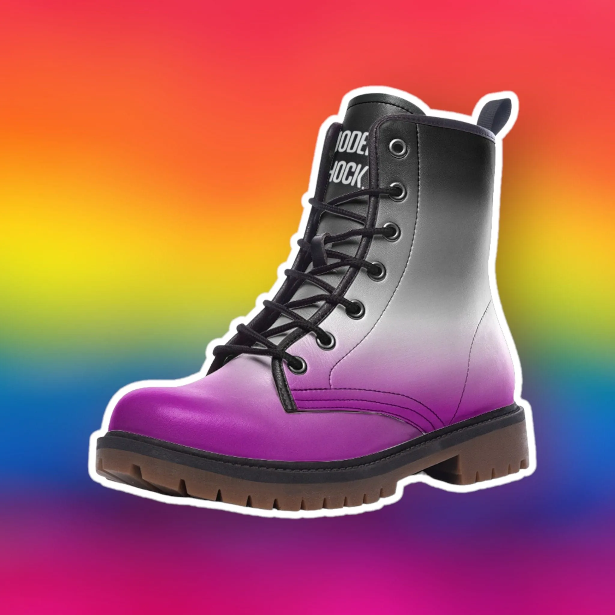 Asexual Flag LGHTQ  Vegan Leather Unisex Boots