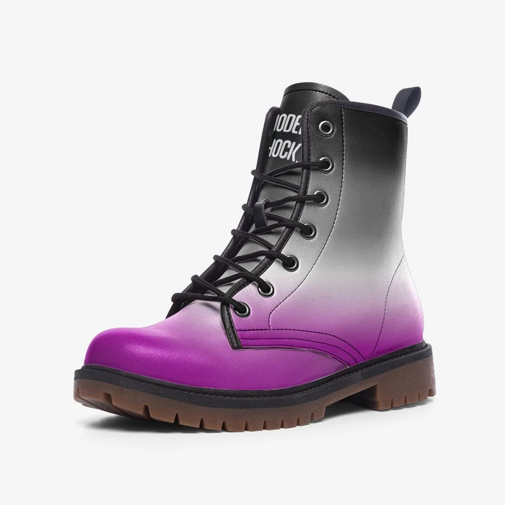 Asexual Flag LGHTQ  Vegan Leather Unisex Boots