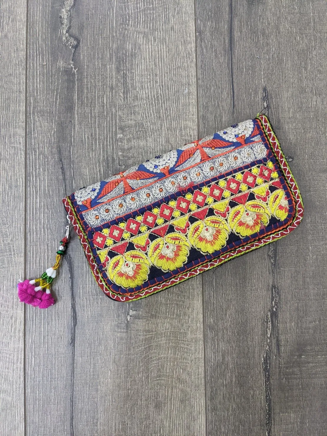 Assorted Embroidered Wallet with Zip