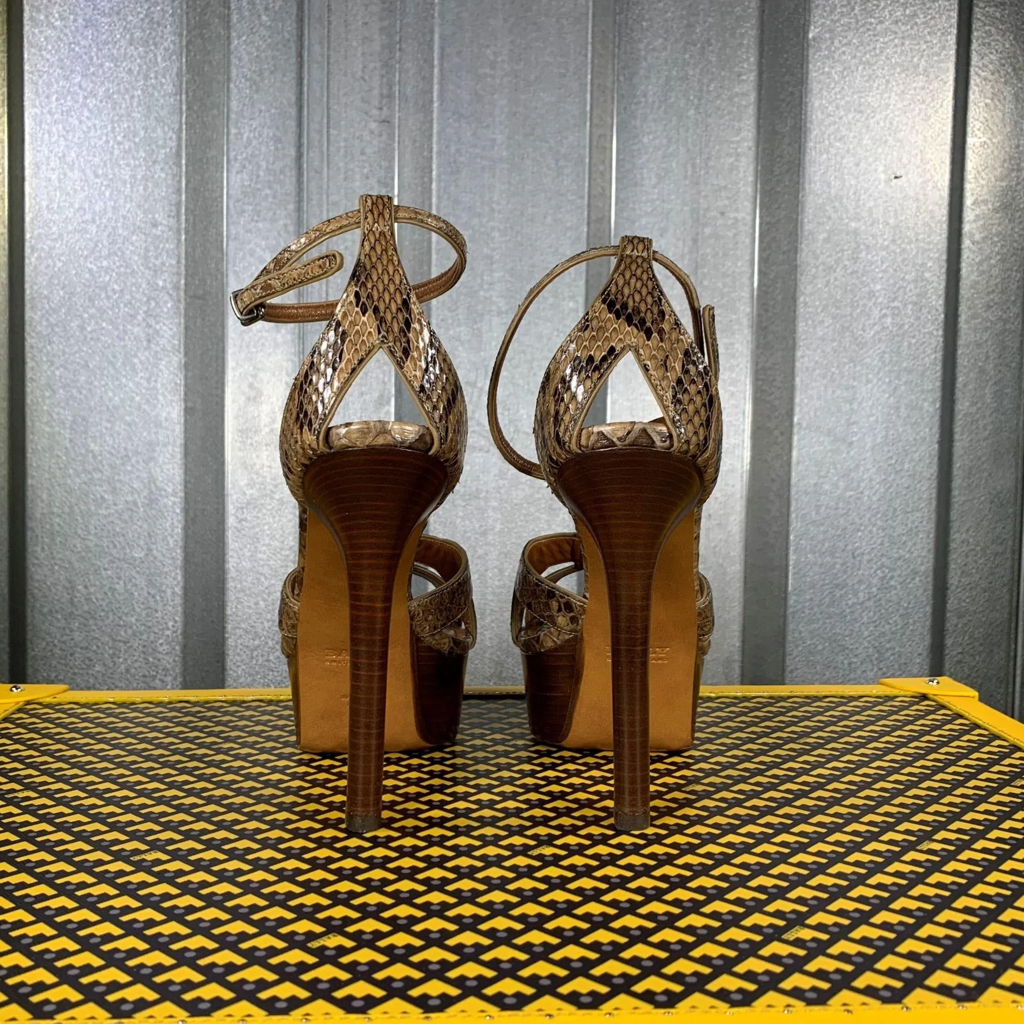 Bally Womens Sabienne Brown Python Platform Sandals