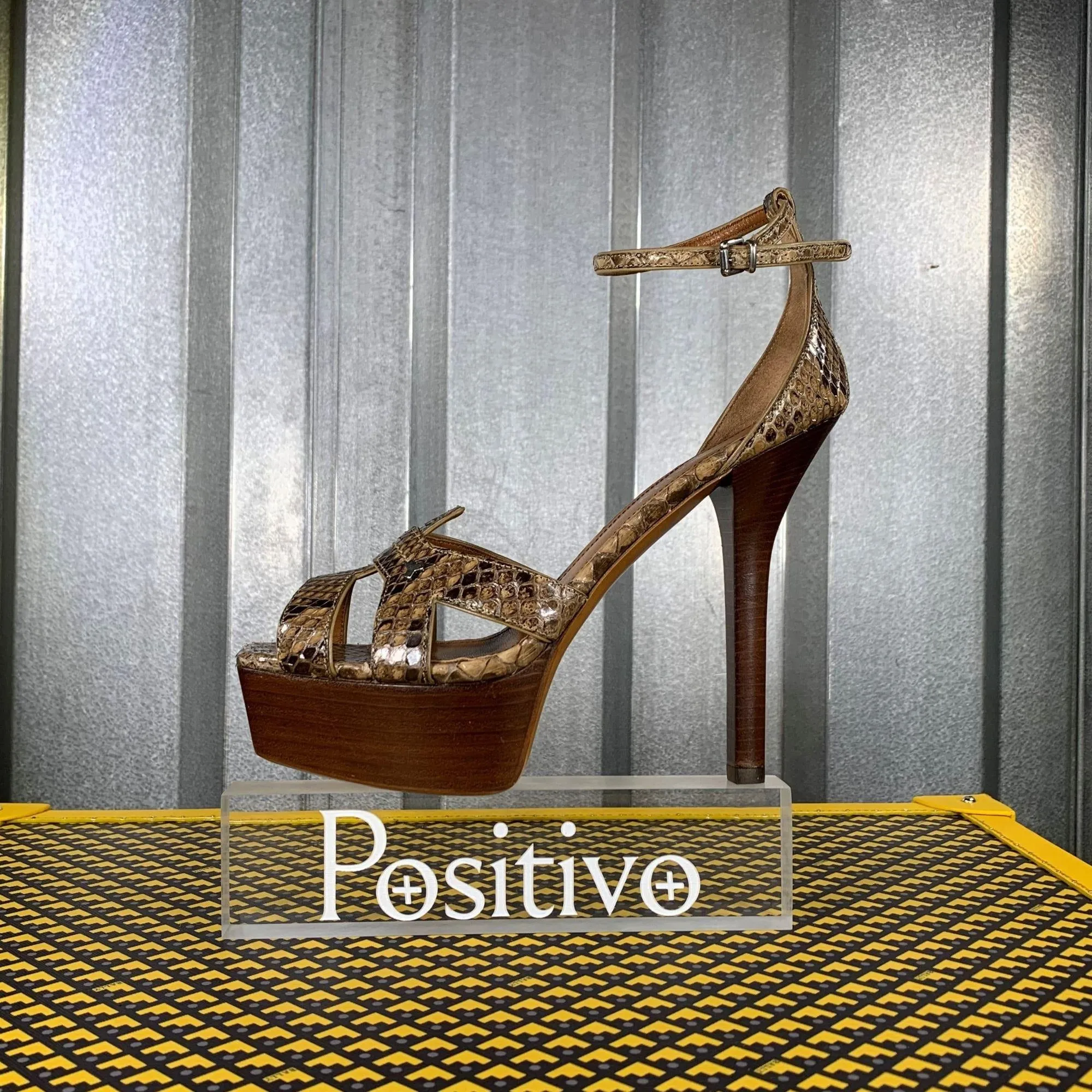 Bally Womens Sabienne Brown Python Platform Sandals