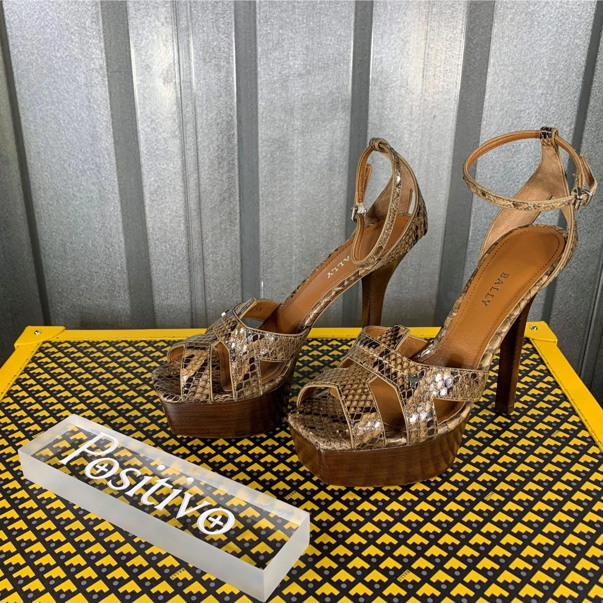 Bally Womens Sabienne Brown Python Platform Sandals