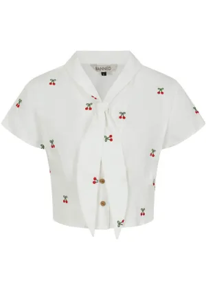 Banned Cherry Vibes Blouse White