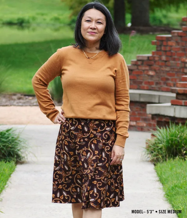 Batik Wrap Skirt - Cocoa Floral
