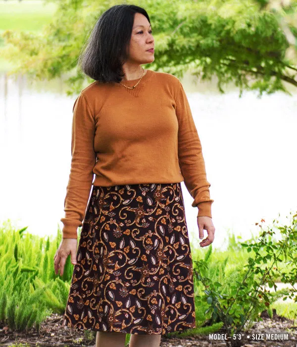 Batik Wrap Skirt - Cocoa Floral