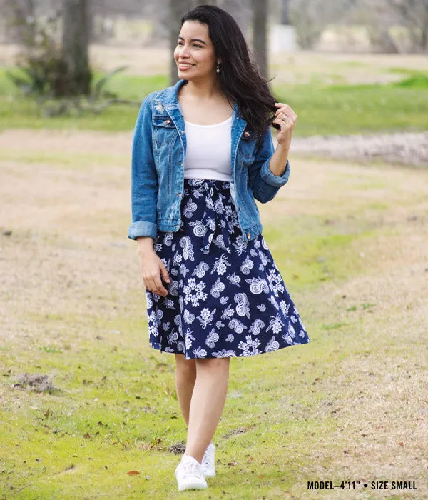 Batik Wrap Skirt - Navy White