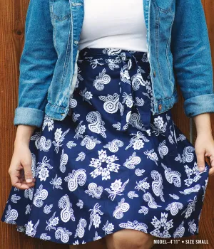 Batik Wrap Skirt - Navy White