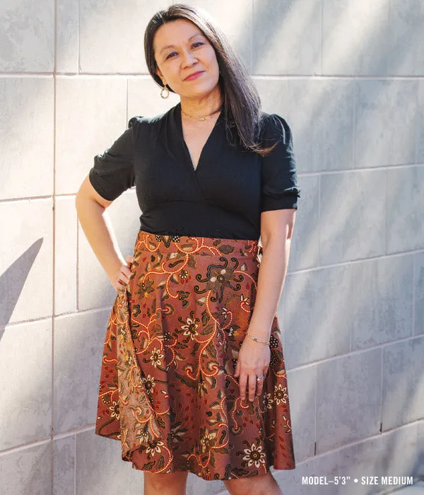 Batik Wrap Skirt - Tawny Rose