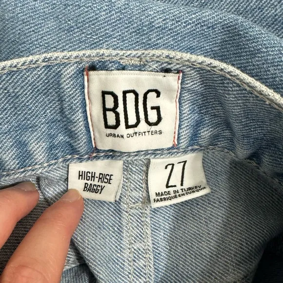 BDG Urban Outfitters Distressed High Rise Baggy Light Wash Denim Jeans- Size