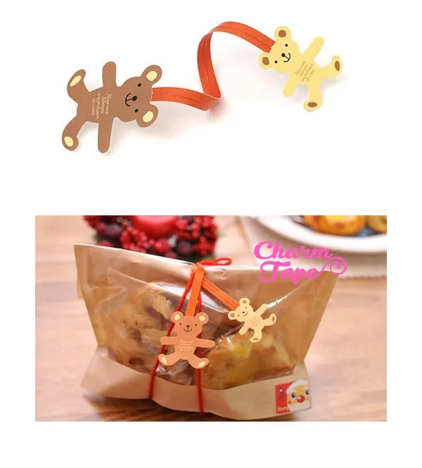 Bear or Gingerbread Man Twist Ties / Birthday Party Favor Bags / Candy Cello Bags / Gift Wrap /(20 / 50 pieces)