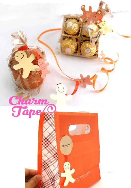 Bear or Gingerbread Man Twist Ties / Birthday Party Favor Bags / Candy Cello Bags / Gift Wrap /(20 / 50 pieces)