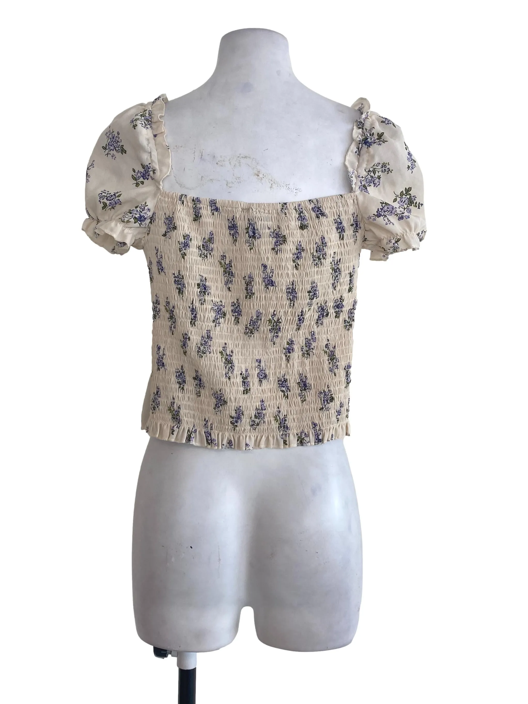 Beige Floral Crop Top
