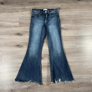BKE Women's Jeans Parker High Rise Super Flare Distressed Hem Size 29 Blue