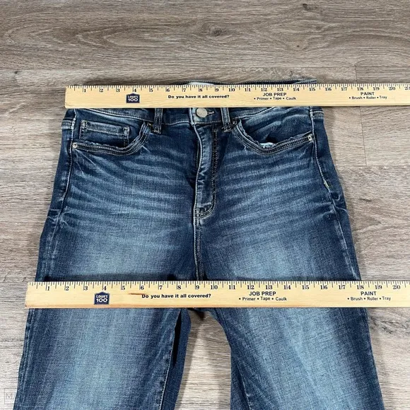 BKE Women's Jeans Parker High Rise Super Flare Distressed Hem Size 29 Blue