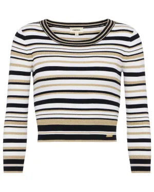 Black and Gold Stripe Yukio Crop Pullover