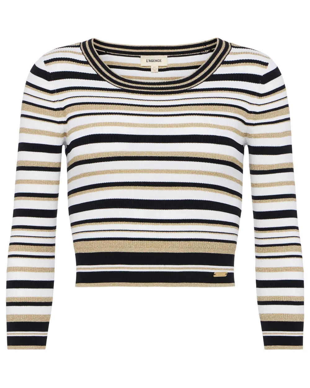 Black and Gold Stripe Yukio Crop Pullover