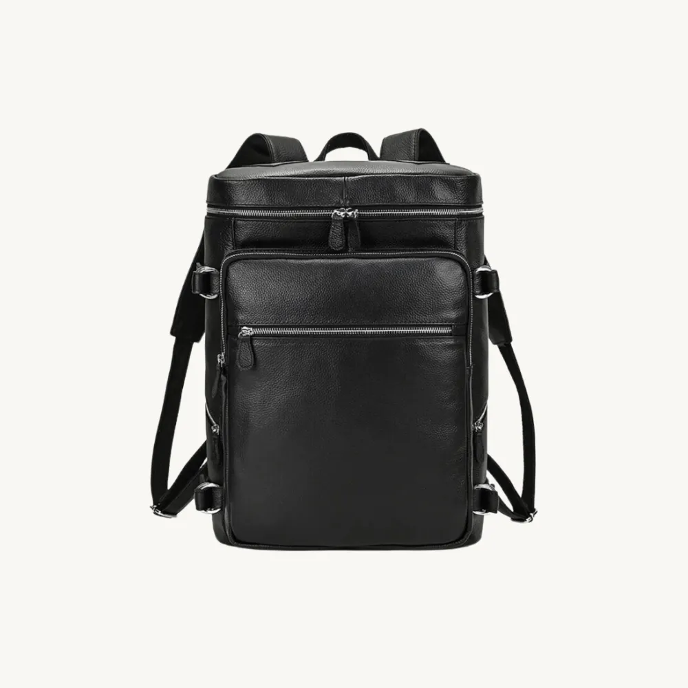 ﻿Black Classic Leather Backpack