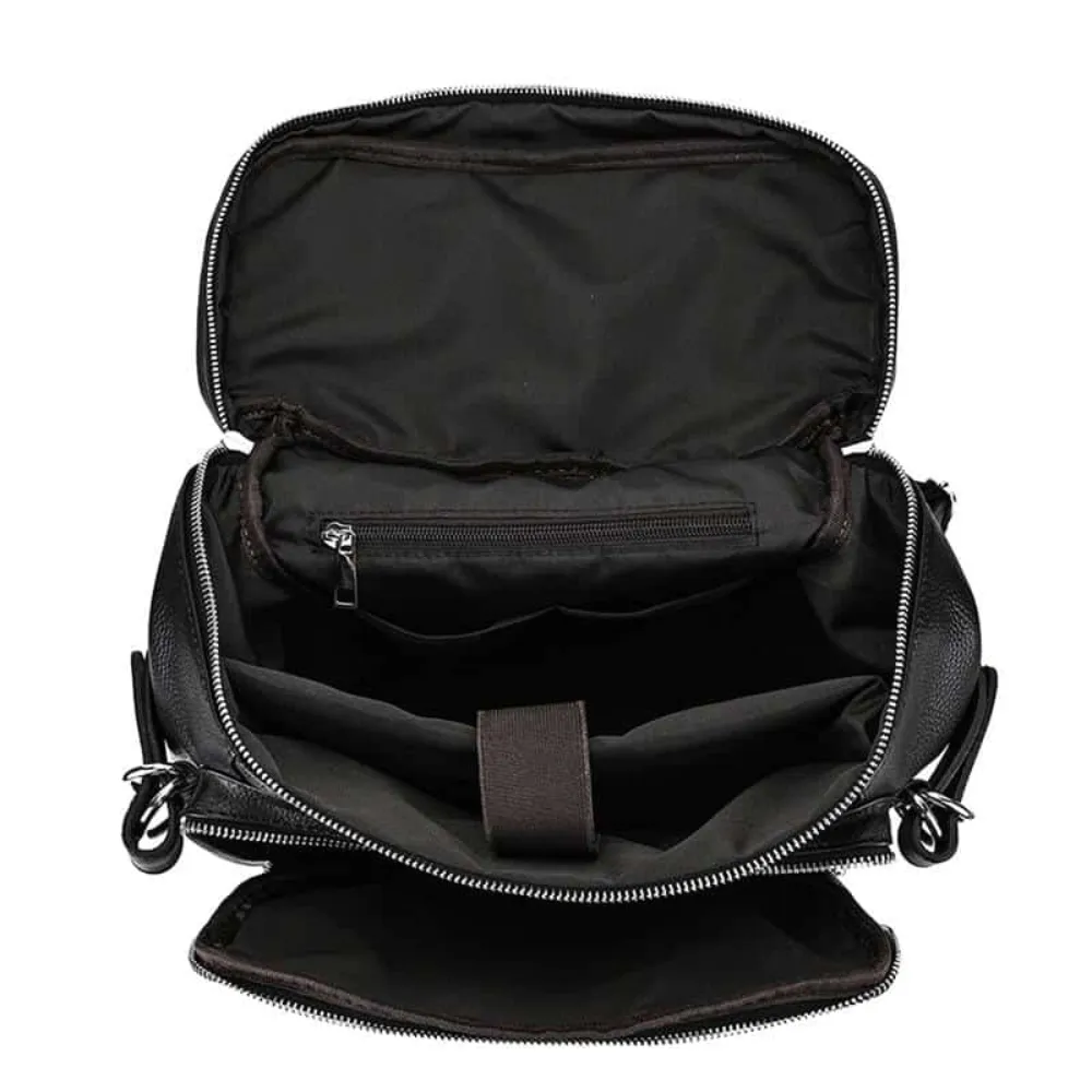 ﻿Black Classic Leather Backpack